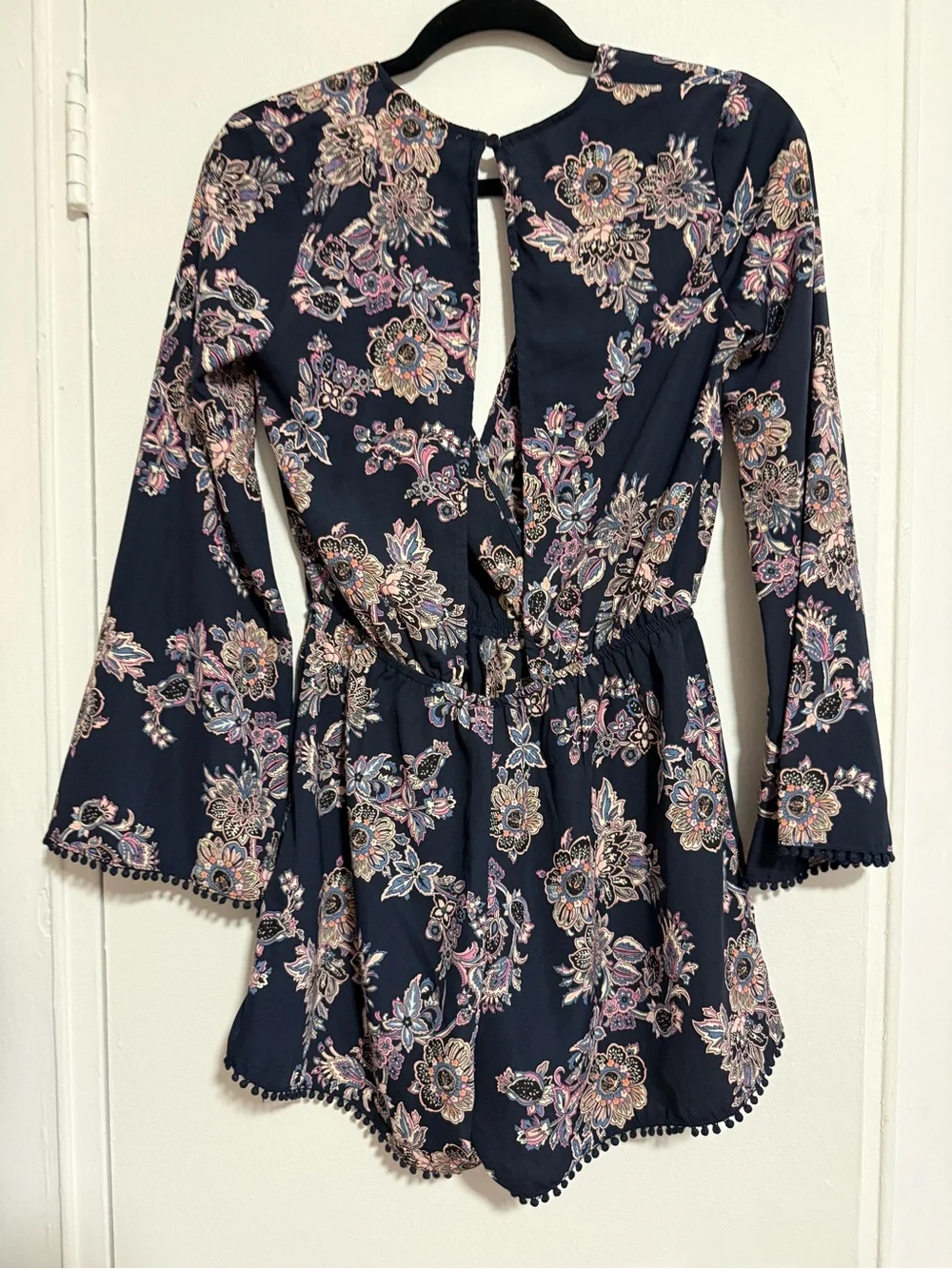 ILLA ILLA Navy Floral Long-Sleeve Romper with Pink & Cream Accents